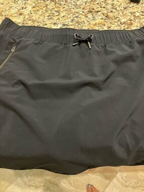 Black Drawstring Skort with Zip Pocket